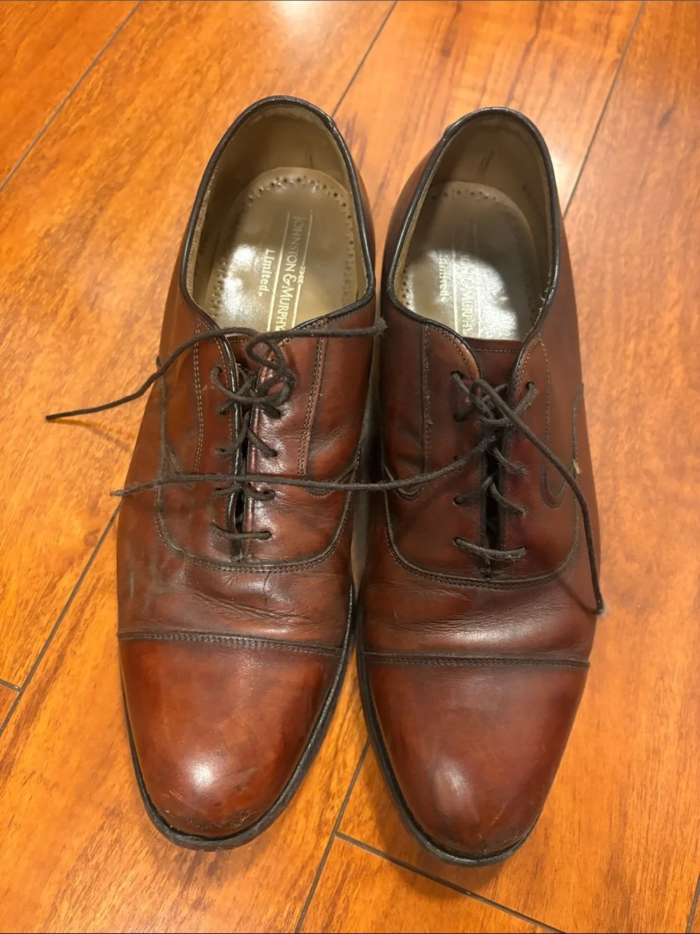 Johnston & Murphy Brown Leather Cap-Toe Oxfords